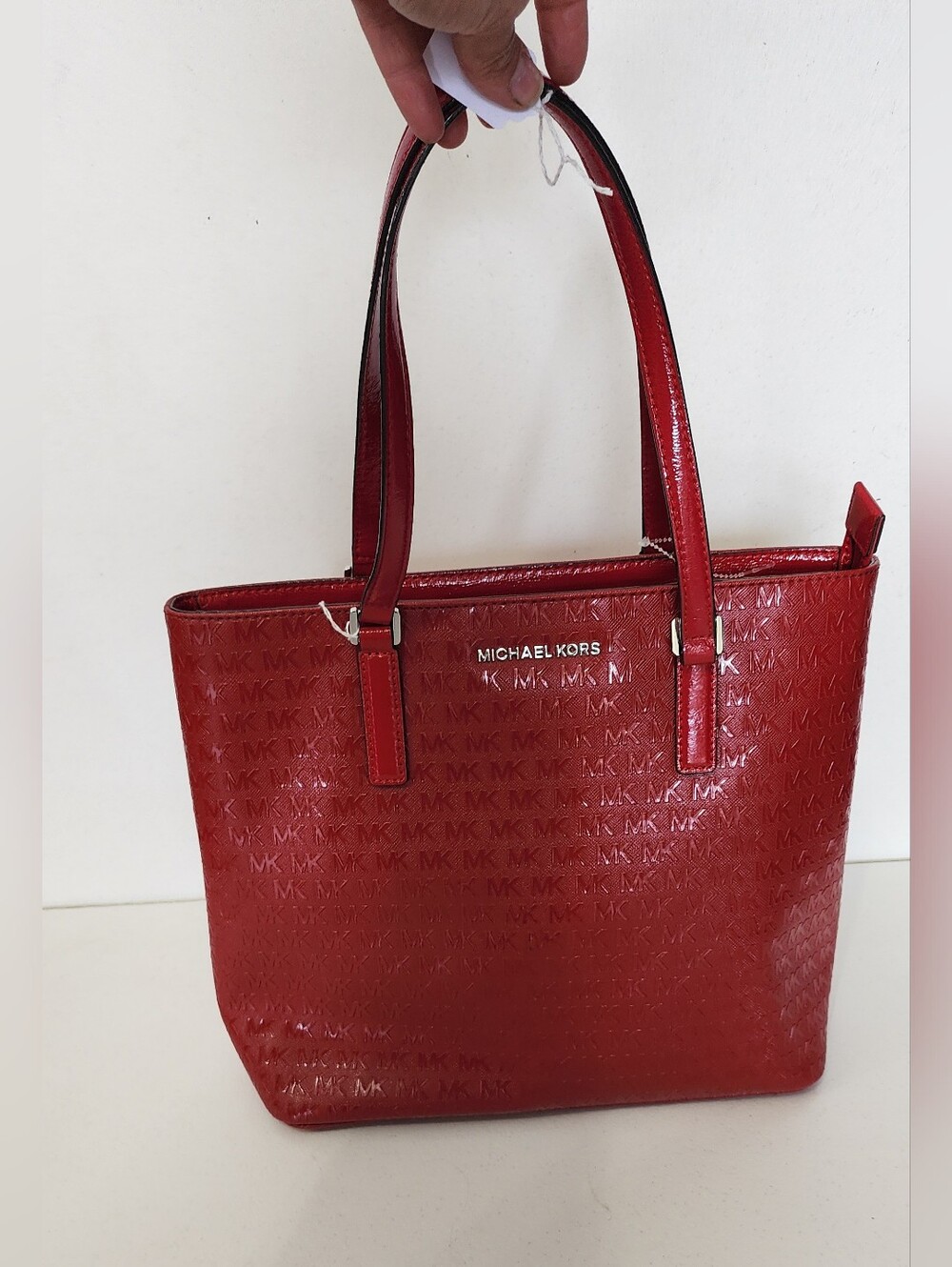 Michael Kors Red Patent Logo Tote